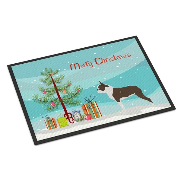 Carolines Treasures Boston Terrier Merry Christmas Tree Indoor or Outdoor Mat, 24 x 36 CA66409 - main